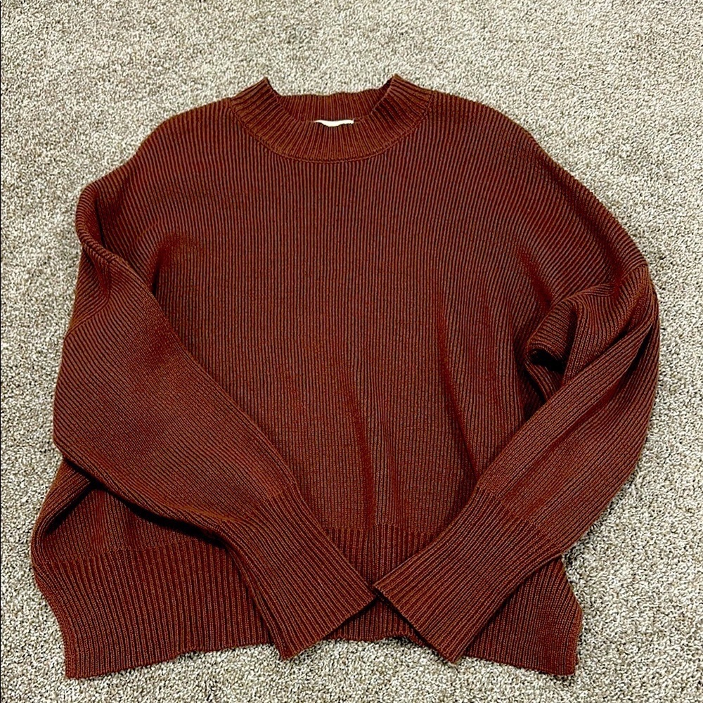 Elegant Rust Crewneck Sweater for Men